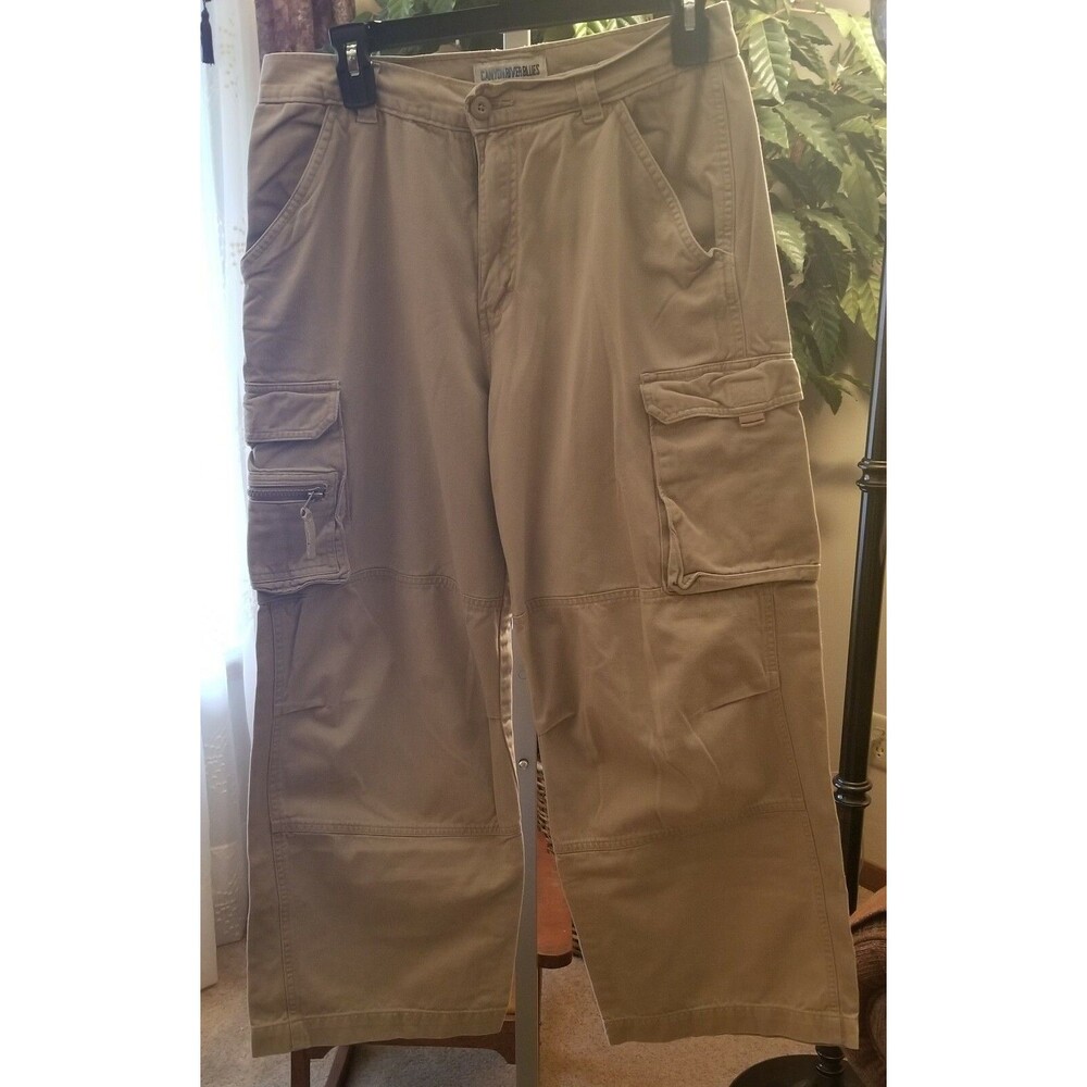 Young Mens Boys Canyon River Blues CRB Cargo Pants Fatigues Khaki Sz 31 W x 26 L